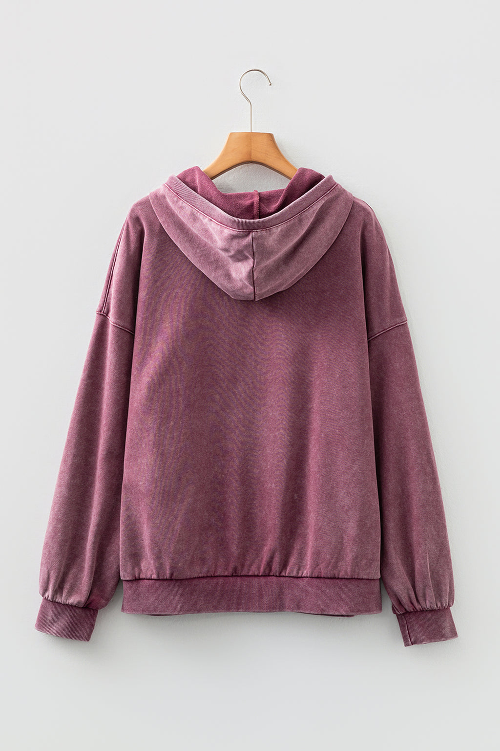 Black Half Zip Kangaroo Pocket Mineral Wash Baggy Hoodie