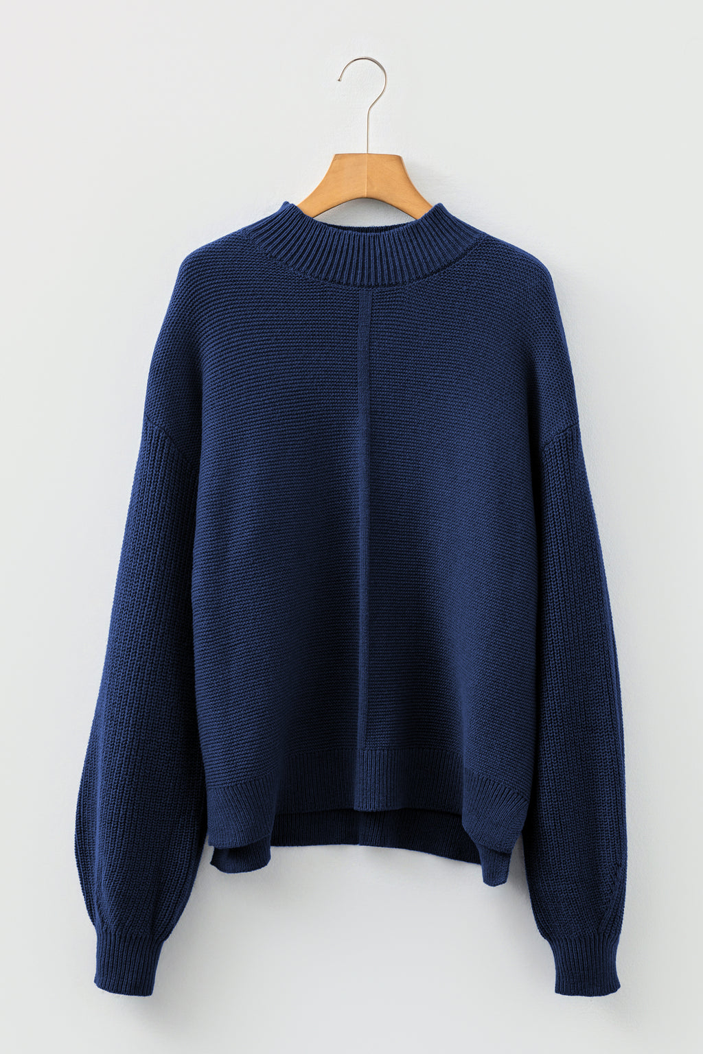 Red Dahlia Solid Color Front Seam Drop Shoulder Loose Sweater