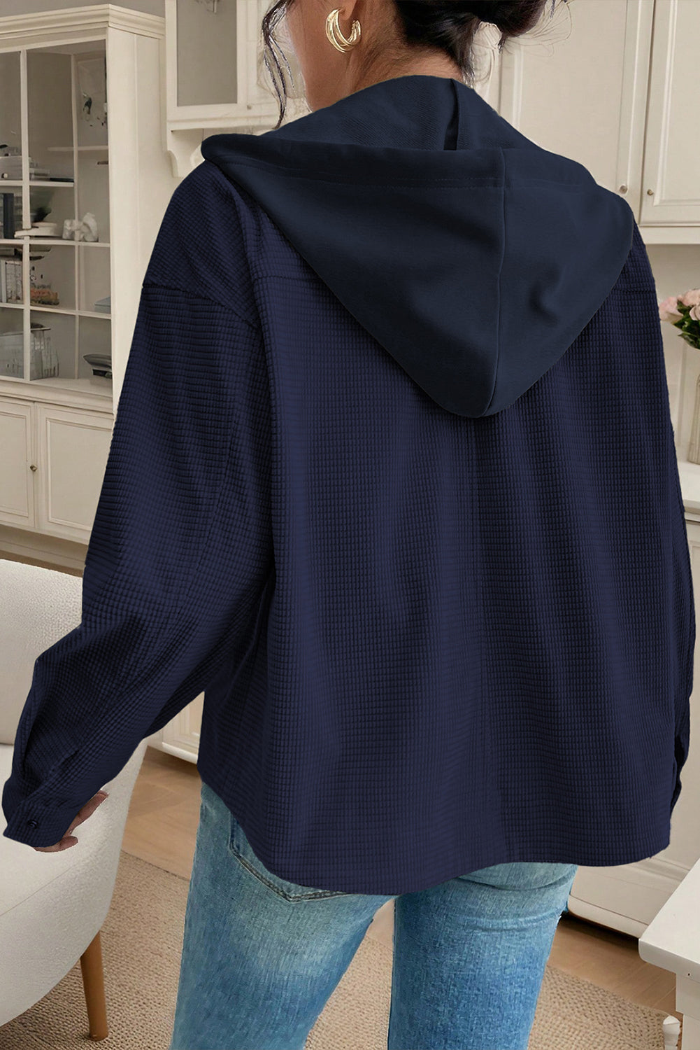 Beige 2 in 1 Thermal Knit Textured Hooded Jacket