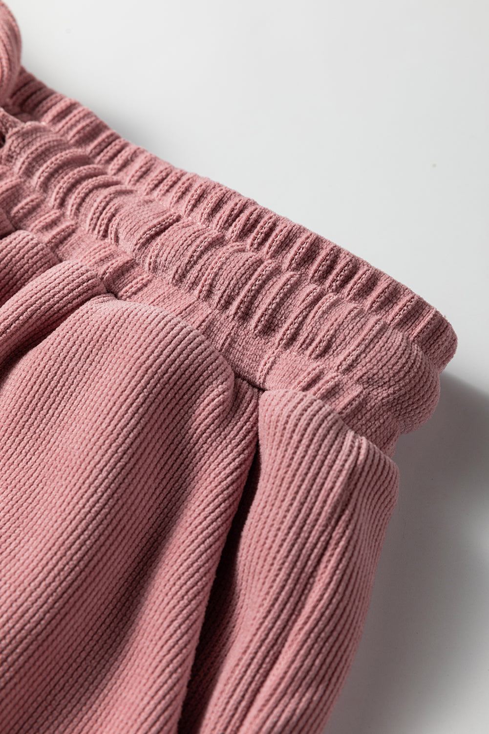 Black Solid Color Textured Knit Drop Shoulder Pullover Drawstring Shorts Set