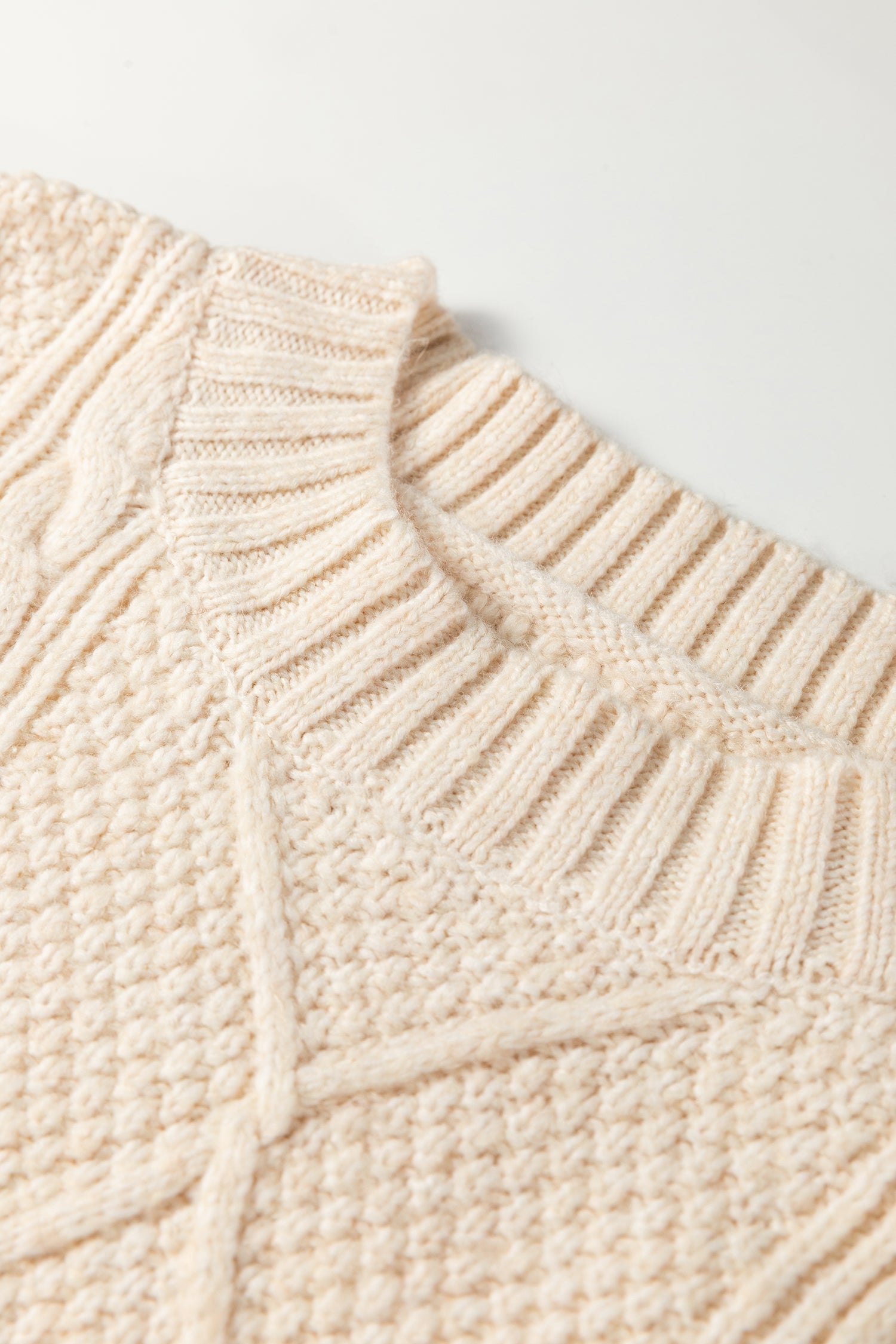 Mist Green Cable Knit Drop Shoulder Loose Fit Sweater Dress