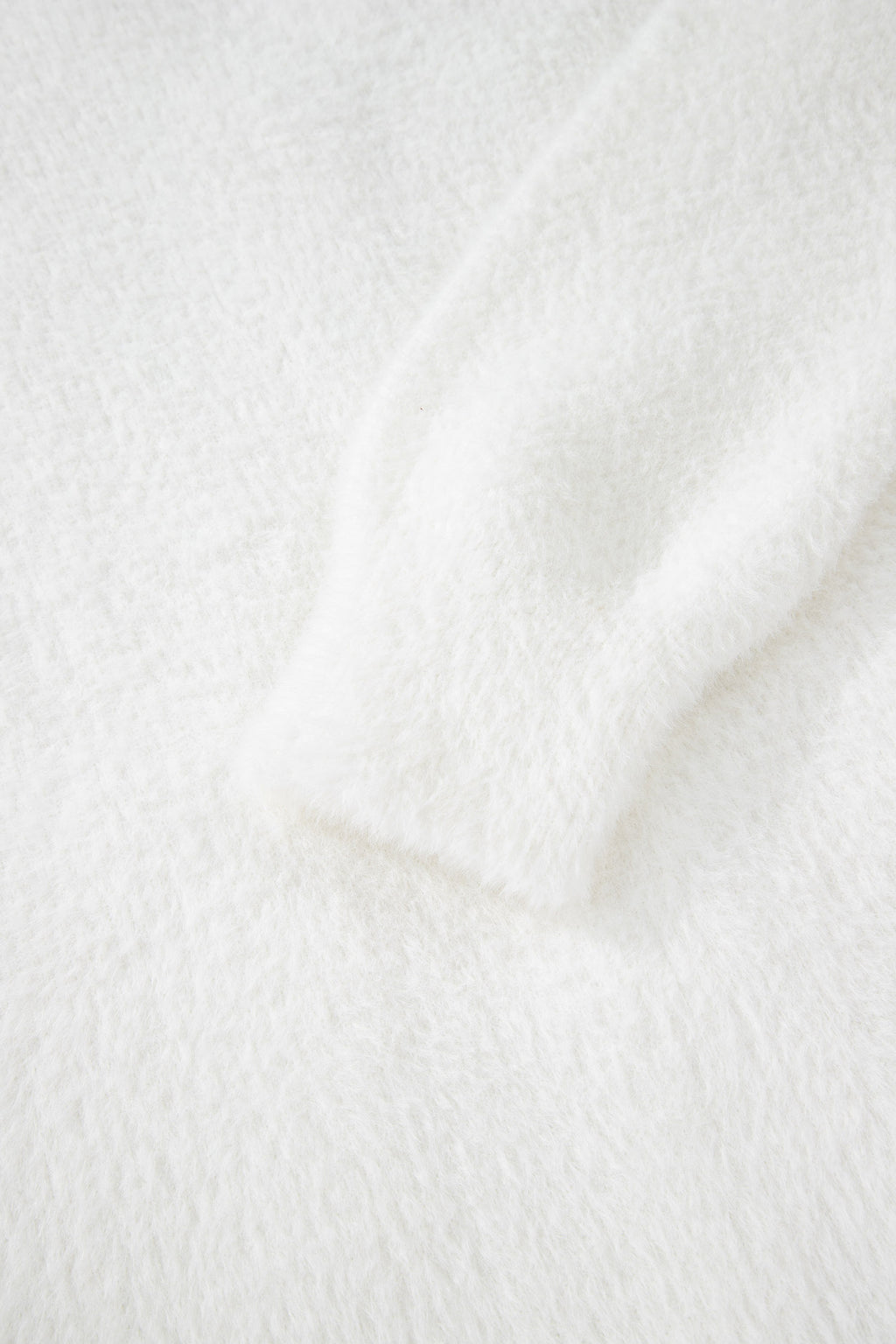 White Fuzzy Buttoned Front Midi Solid Cardigan