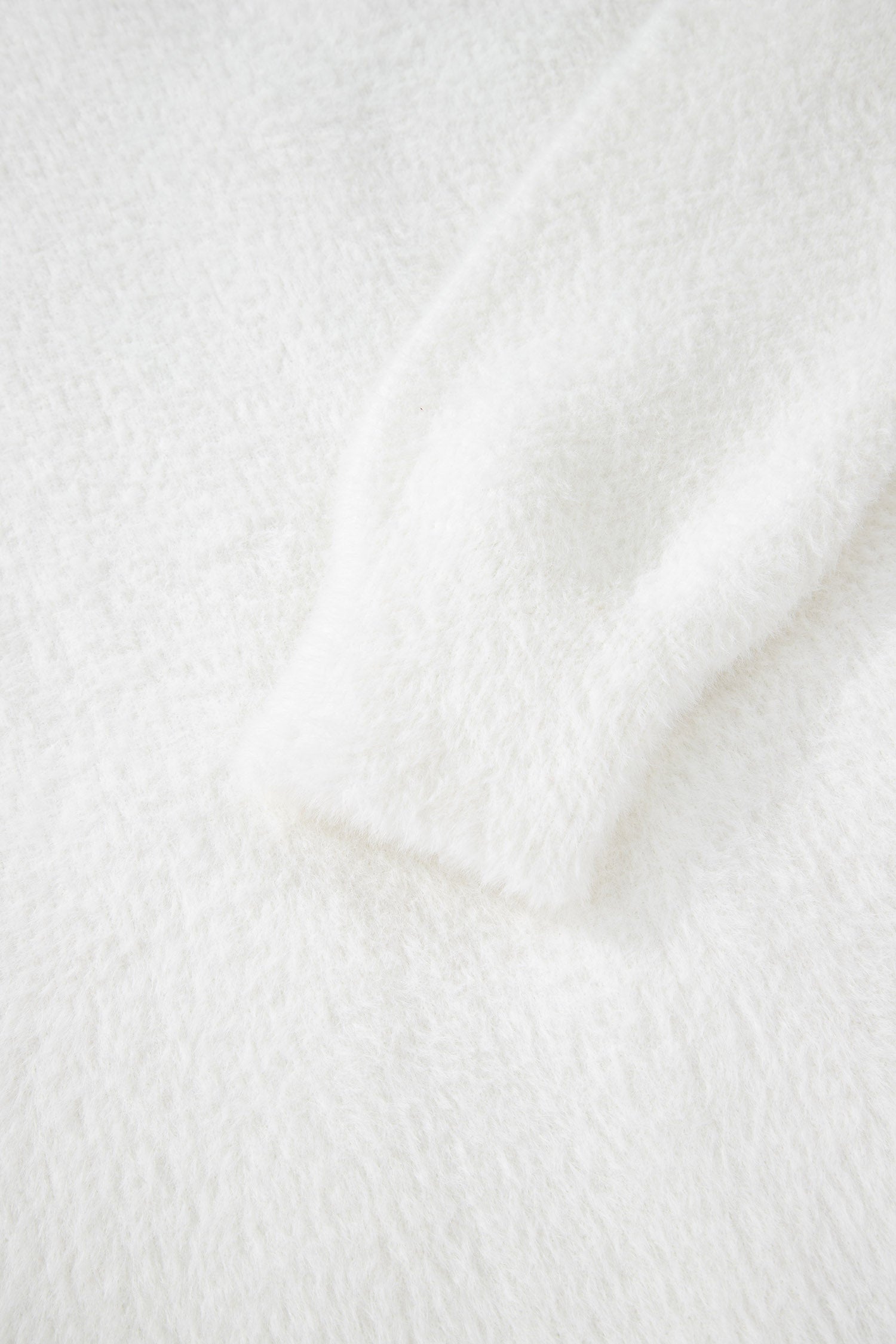 White Fuzzy Buttoned Front Midi Solid Cardigan