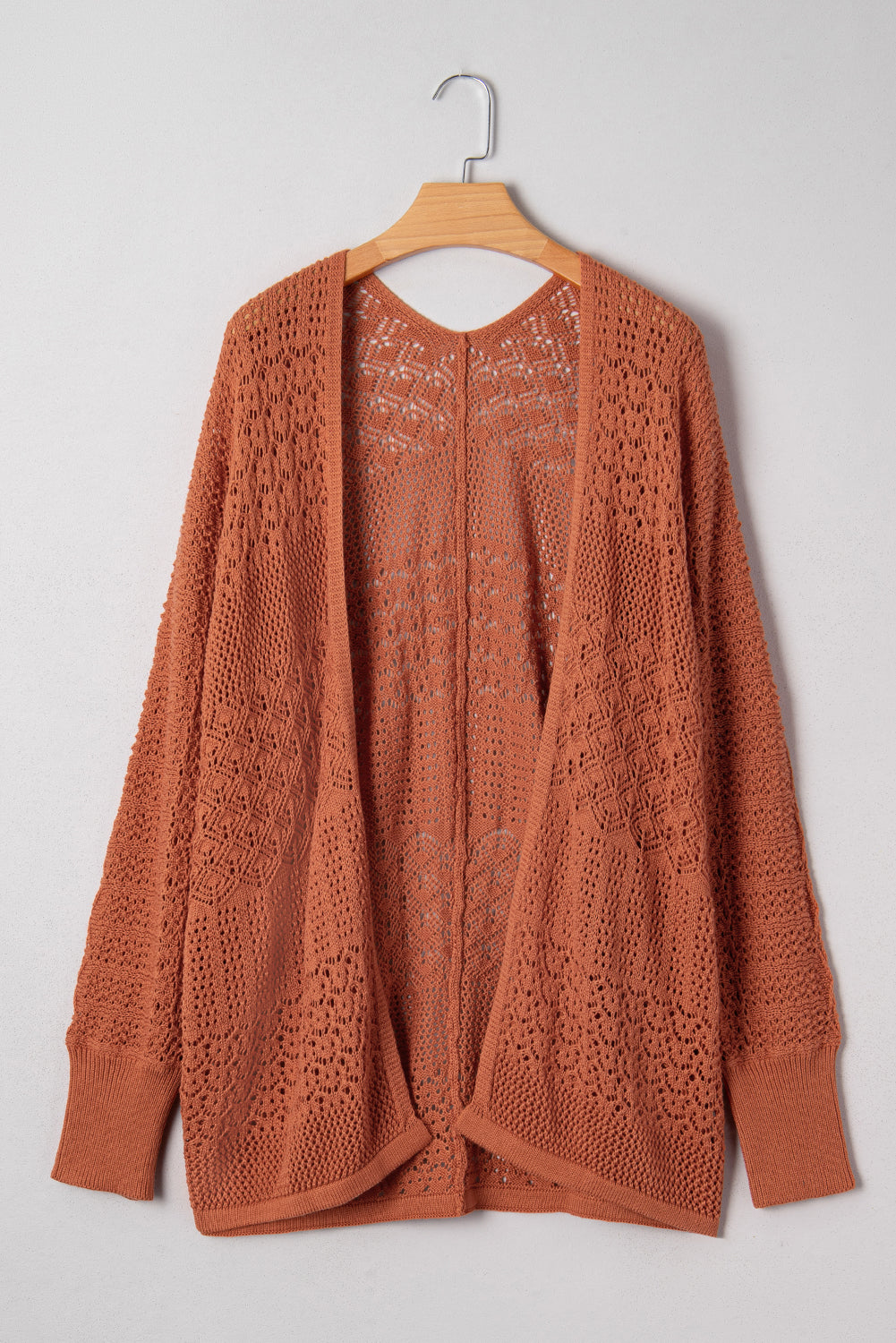 Redwood Burl Mixed Pattern Knitted Open Front Plus Cardigan