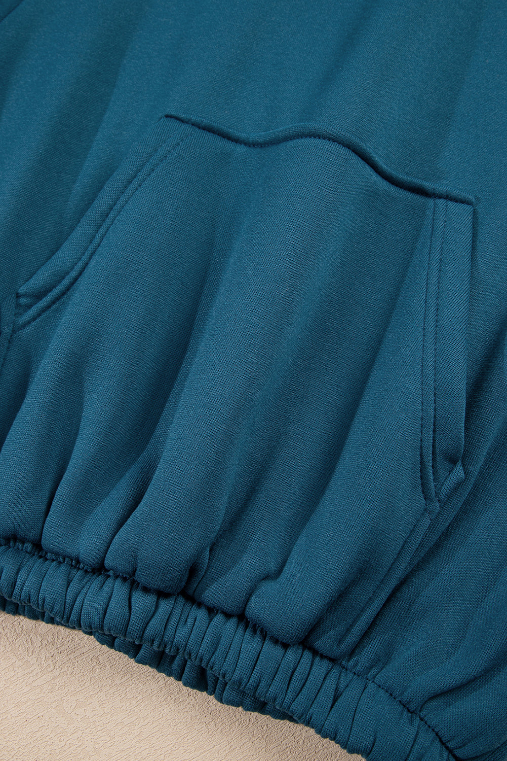 Peacock Blue Cozy Hooded Sweatshirt Drawstring Elastic Waistband Cargo Pant Set