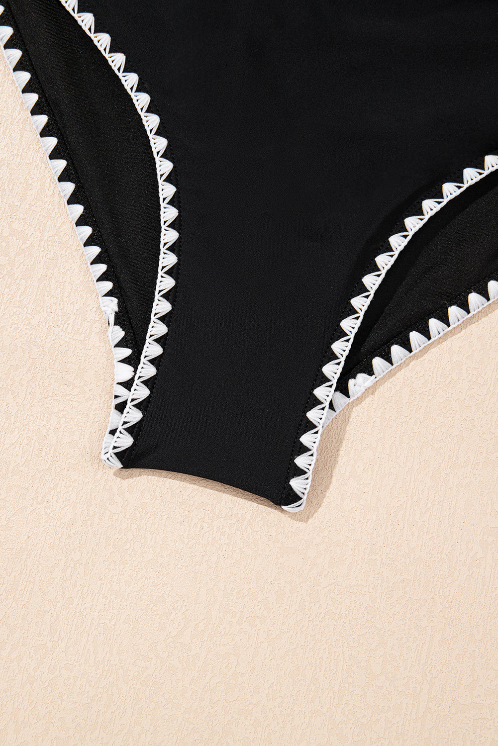 Beau Blue Ric Rac Trim Contrasted Patchwork Cutout One Piece Swimsuit