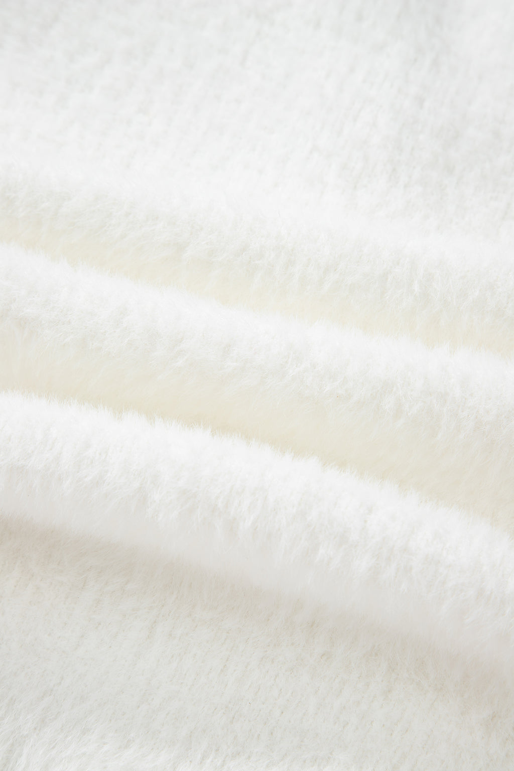 White Fuzzy Buttoned Front Midi Solid Cardigan