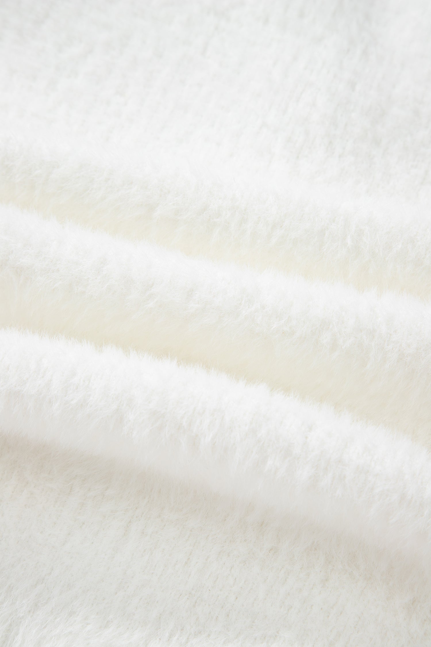 White Fuzzy Buttoned Front Midi Solid Cardigan