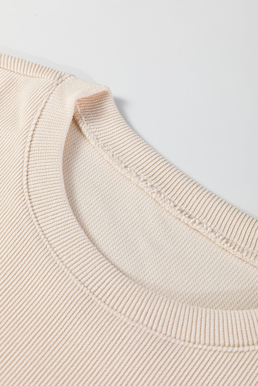 Black Solid Color Textured Knit Drop Shoulder Pullover Drawstring Shorts Set