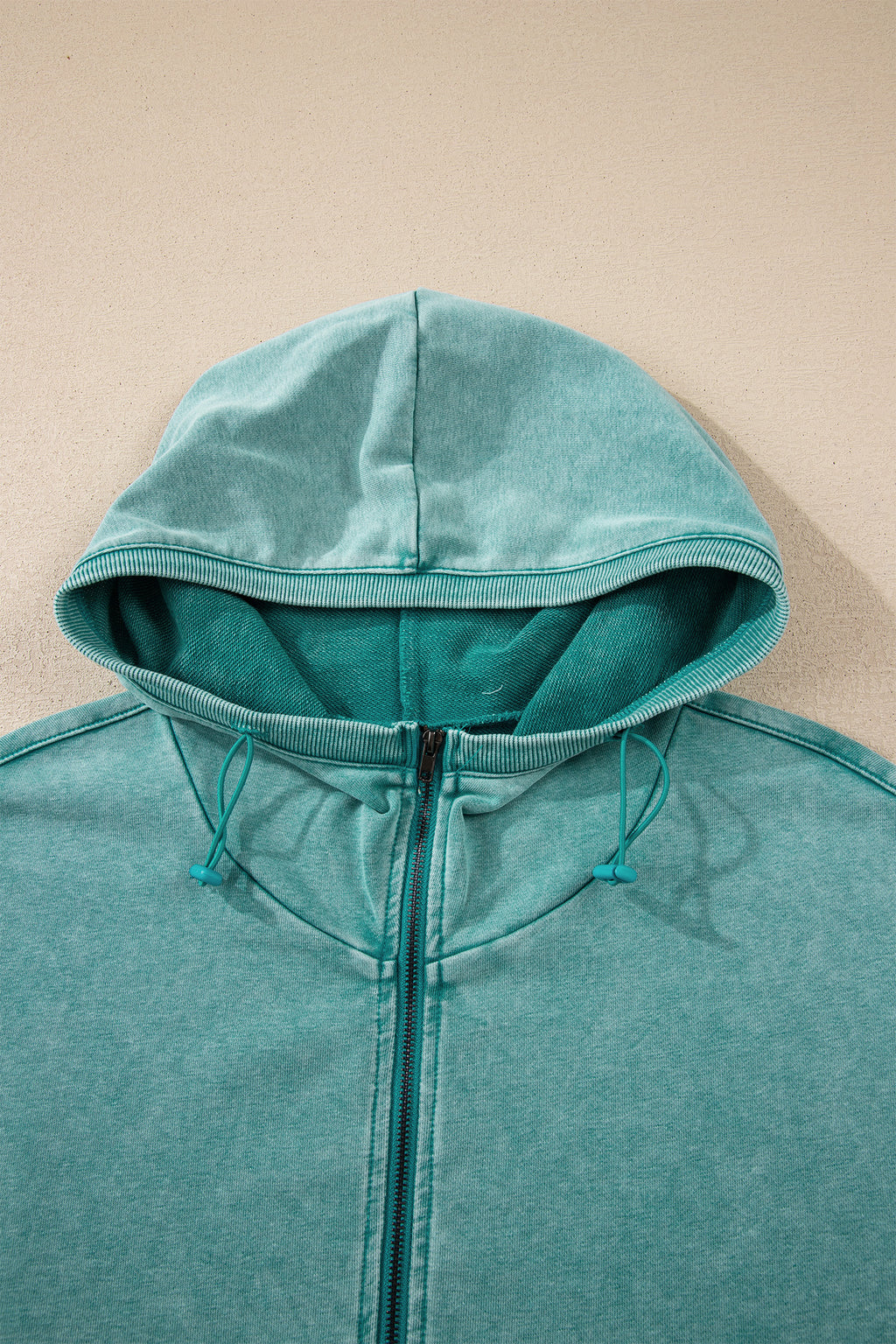 Black Half Zip Kangaroo Pocket Mineral Wash Baggy Hoodie