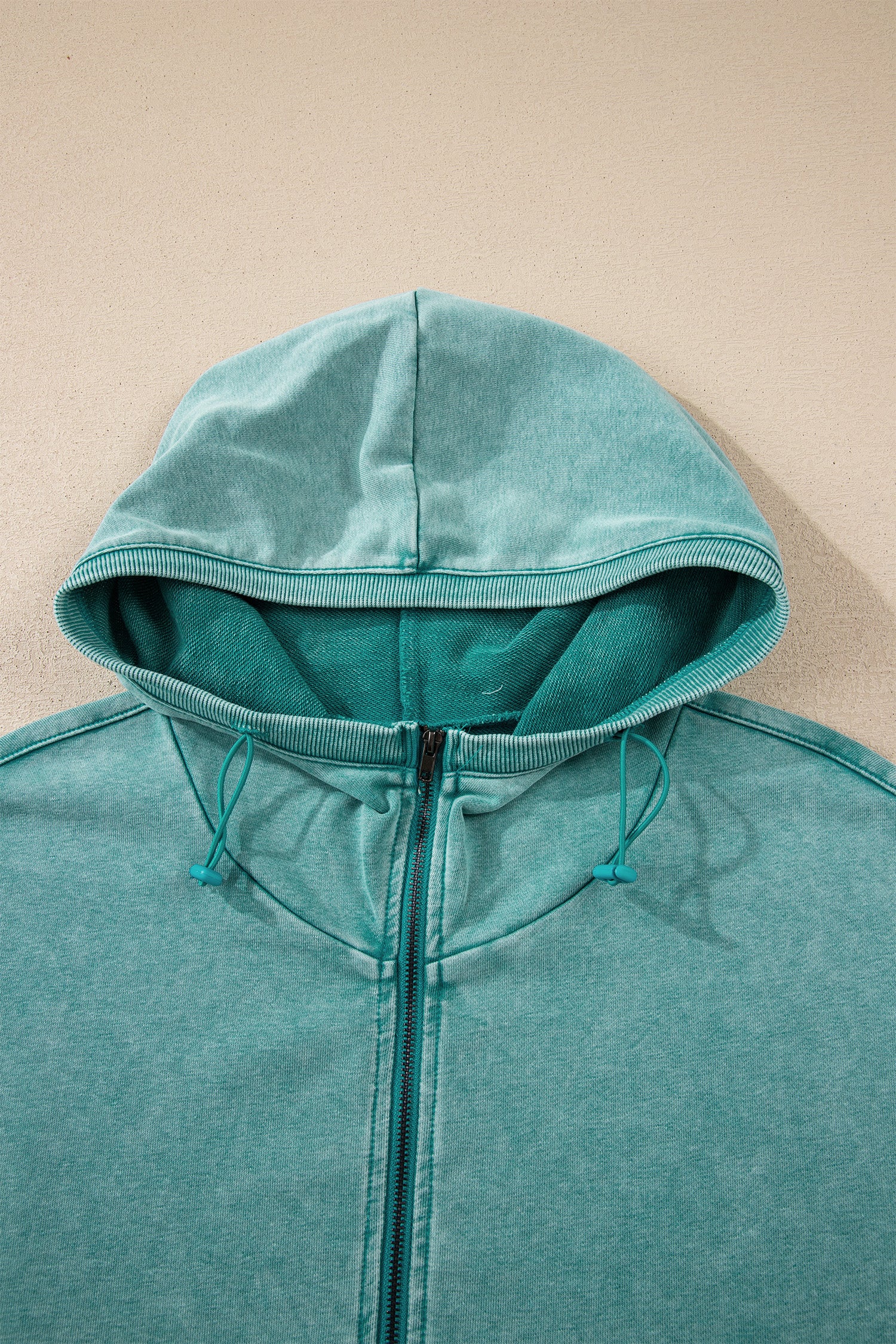 Black Half Zip Kangaroo Pocket Mineral Wash Baggy Hoodie