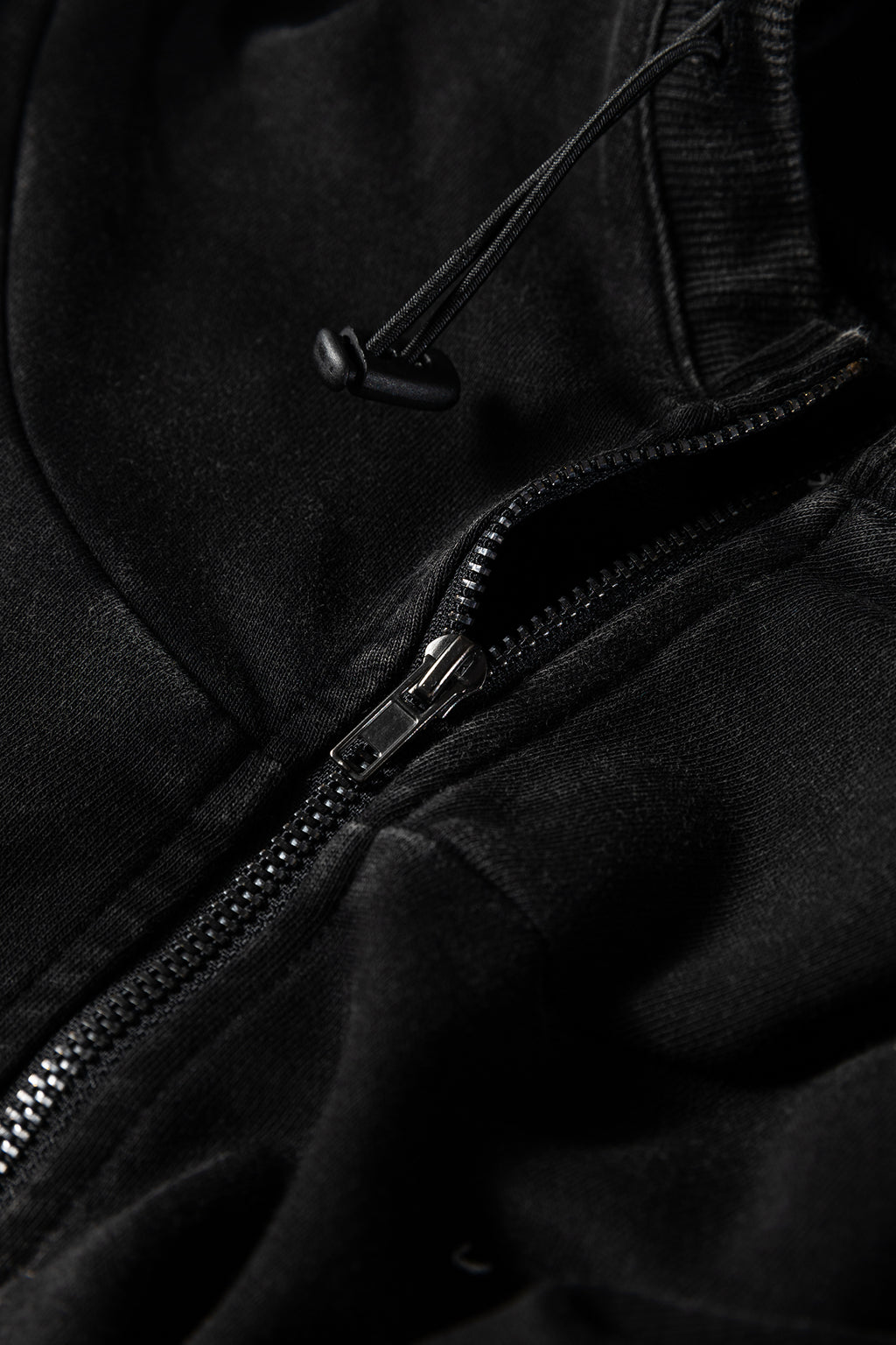 Black Half Zip Kangaroo Pocket Mineral Wash Baggy Hoodie