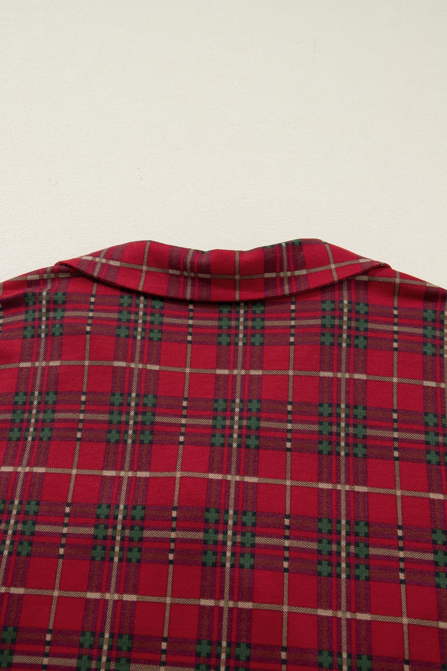 Red Plus Size Plaid Short Sleeve Shirt Loose Pants 2pcs Pajama Set