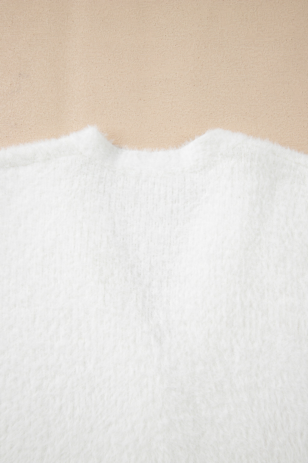 White Fuzzy Buttoned Front Midi Solid Cardigan