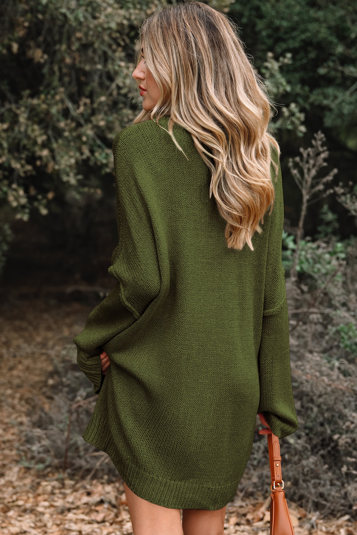 Four Leaf Clover Oversize Drop Shoulder Slouchy Sweater Dress