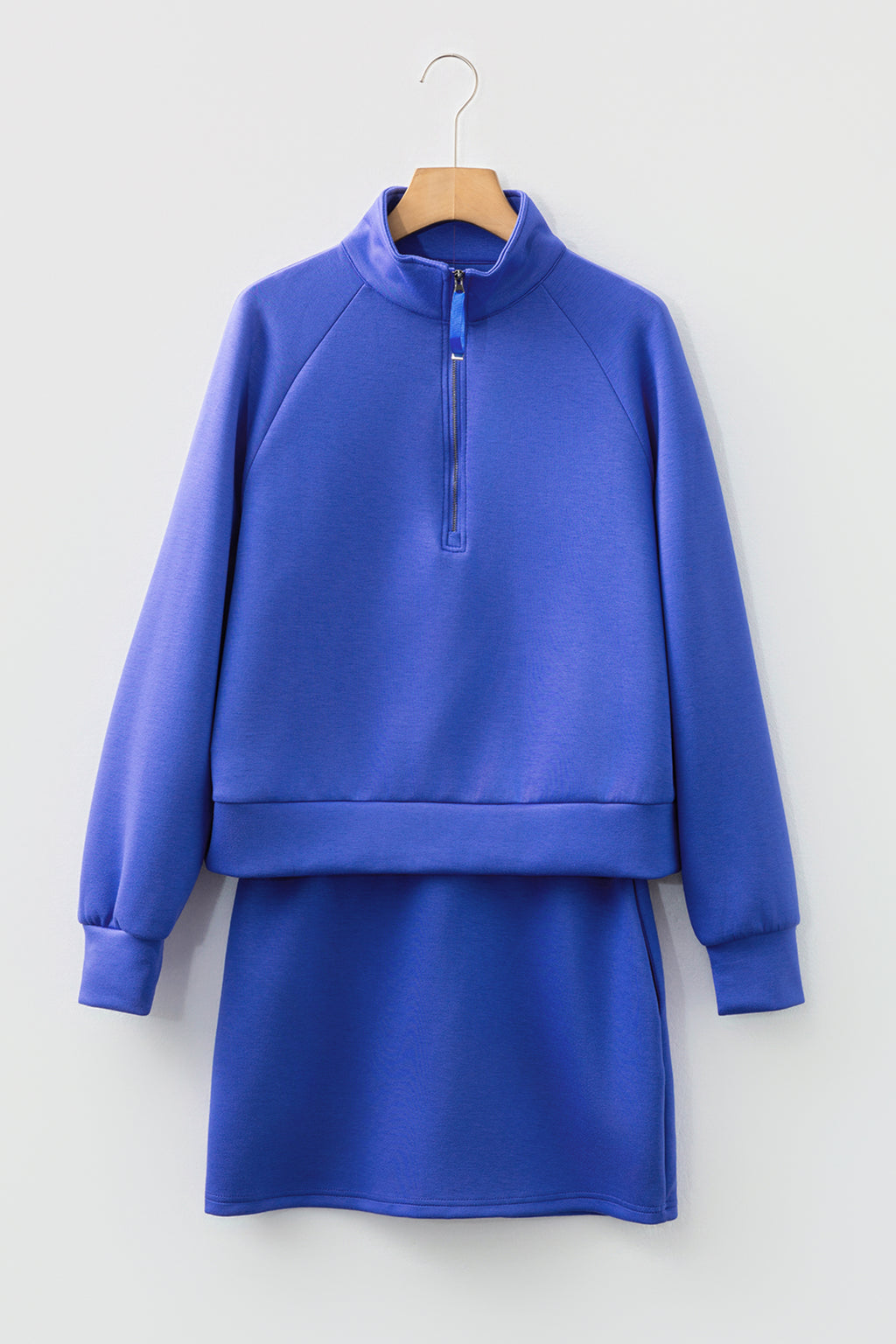 Wisteria Half Zip Sporty Pullover Mini Skirt 2pcs Outfit