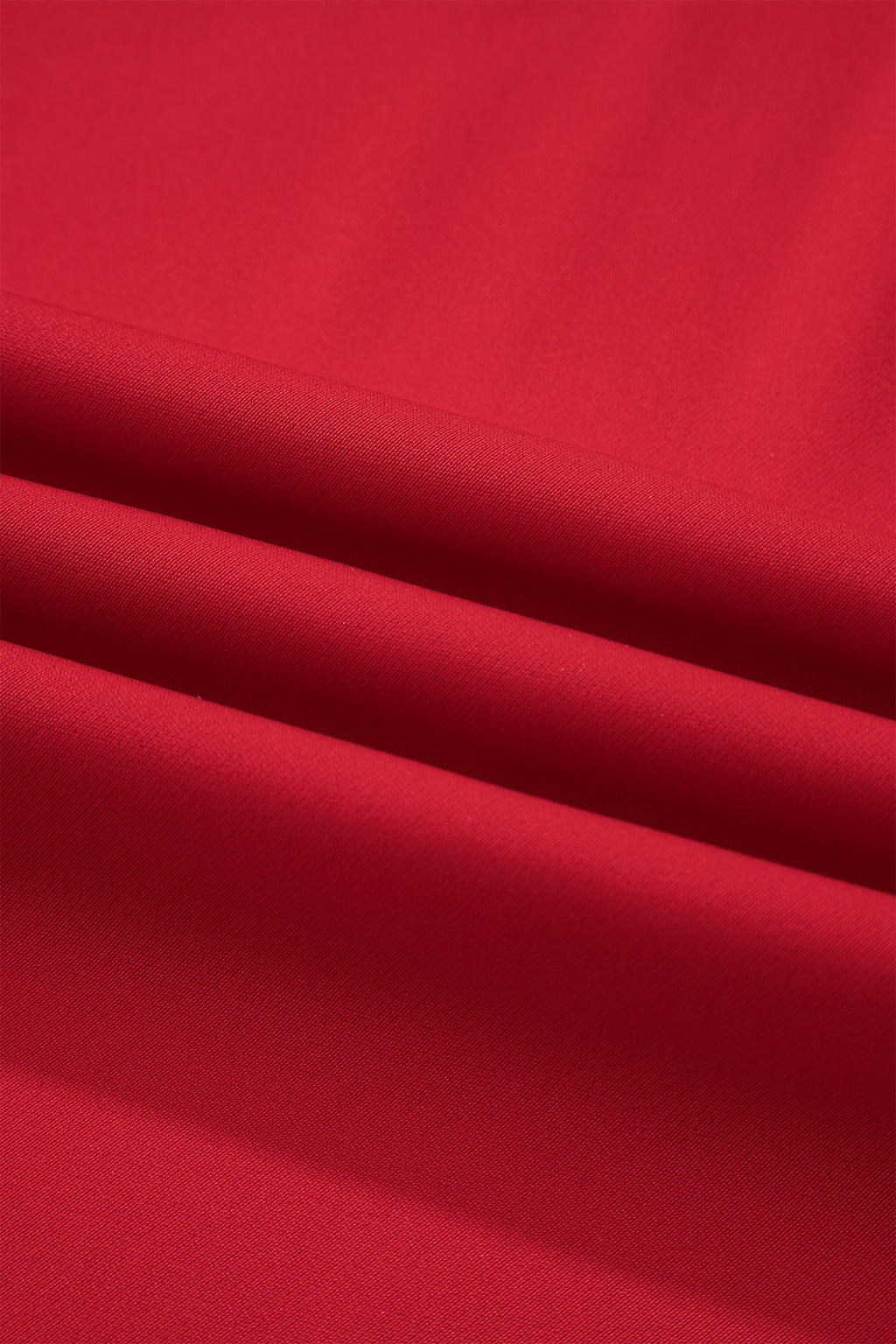 Fiery Red Pleated Detail Pull On High Elastic Waist Loose Straight Pants