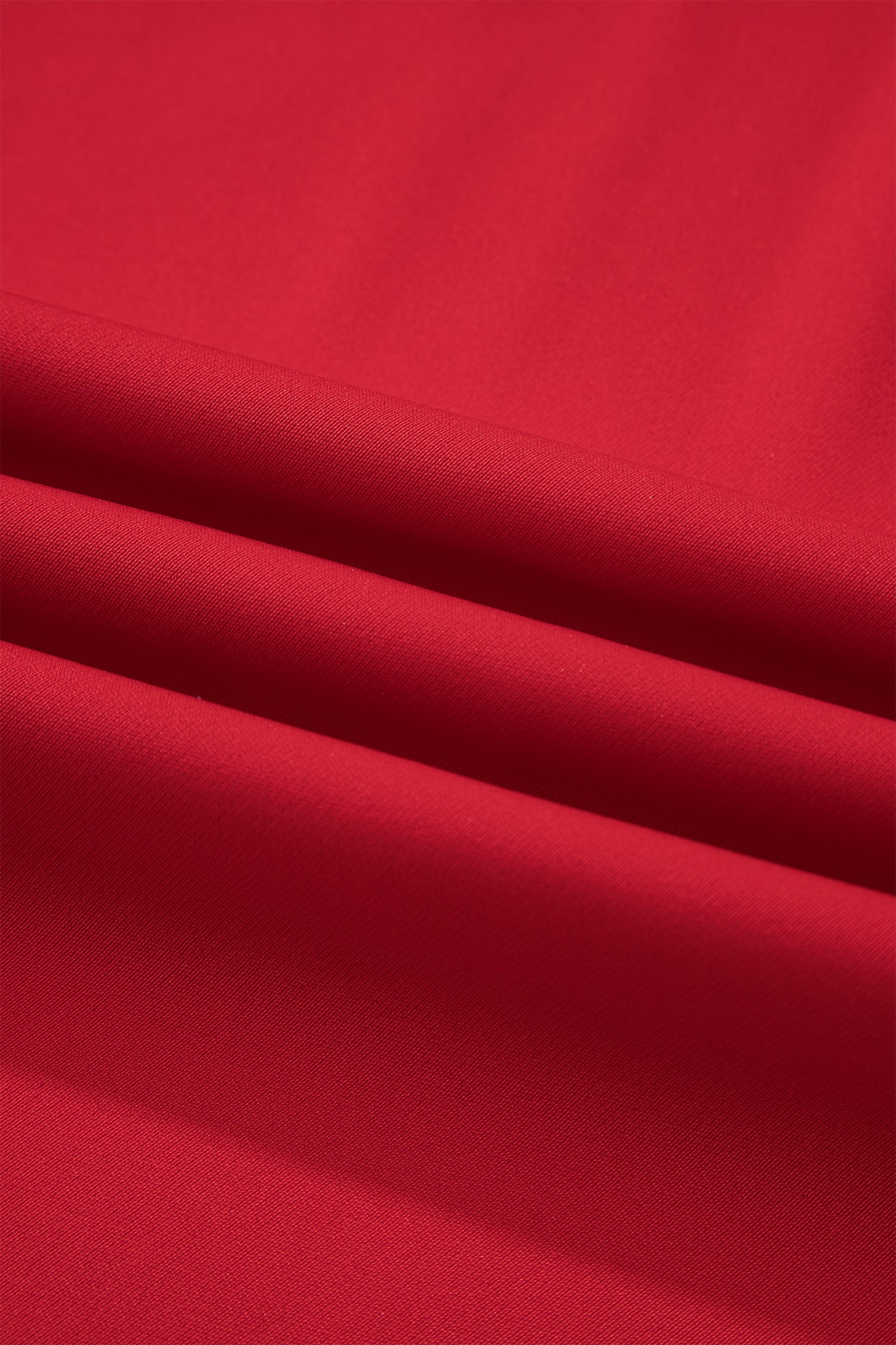 Fiery Red Pleated Detail Pull On High Elastic Waist Loose Straight Pants