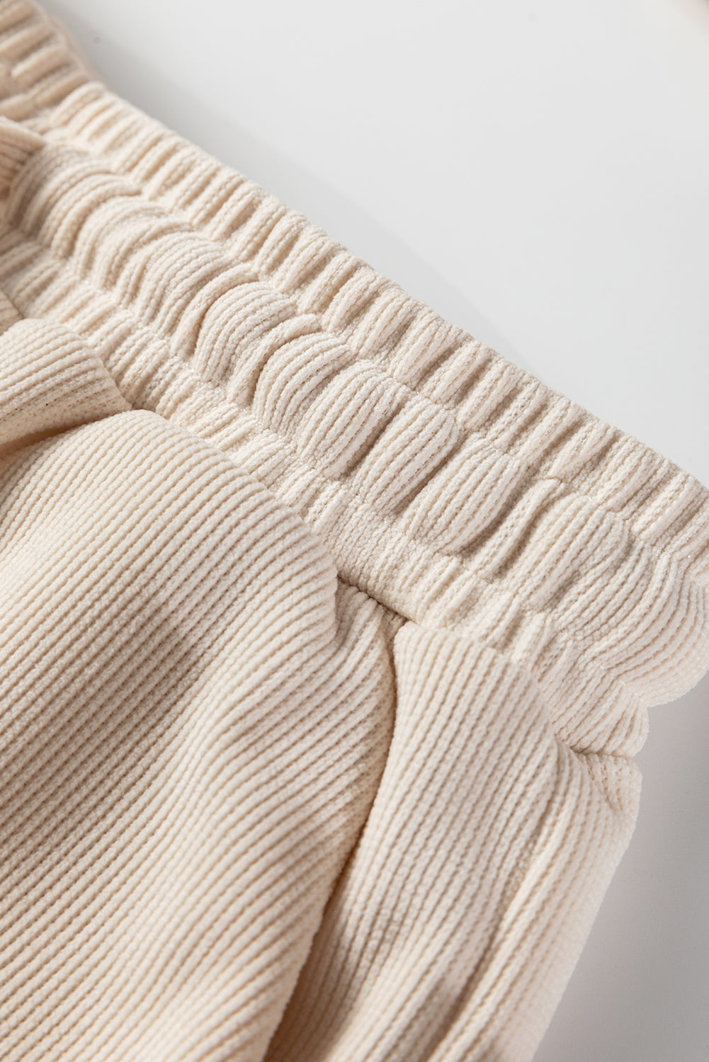 Black Solid Color Textured Knit Drop Shoulder Pullover Drawstring Shorts Set