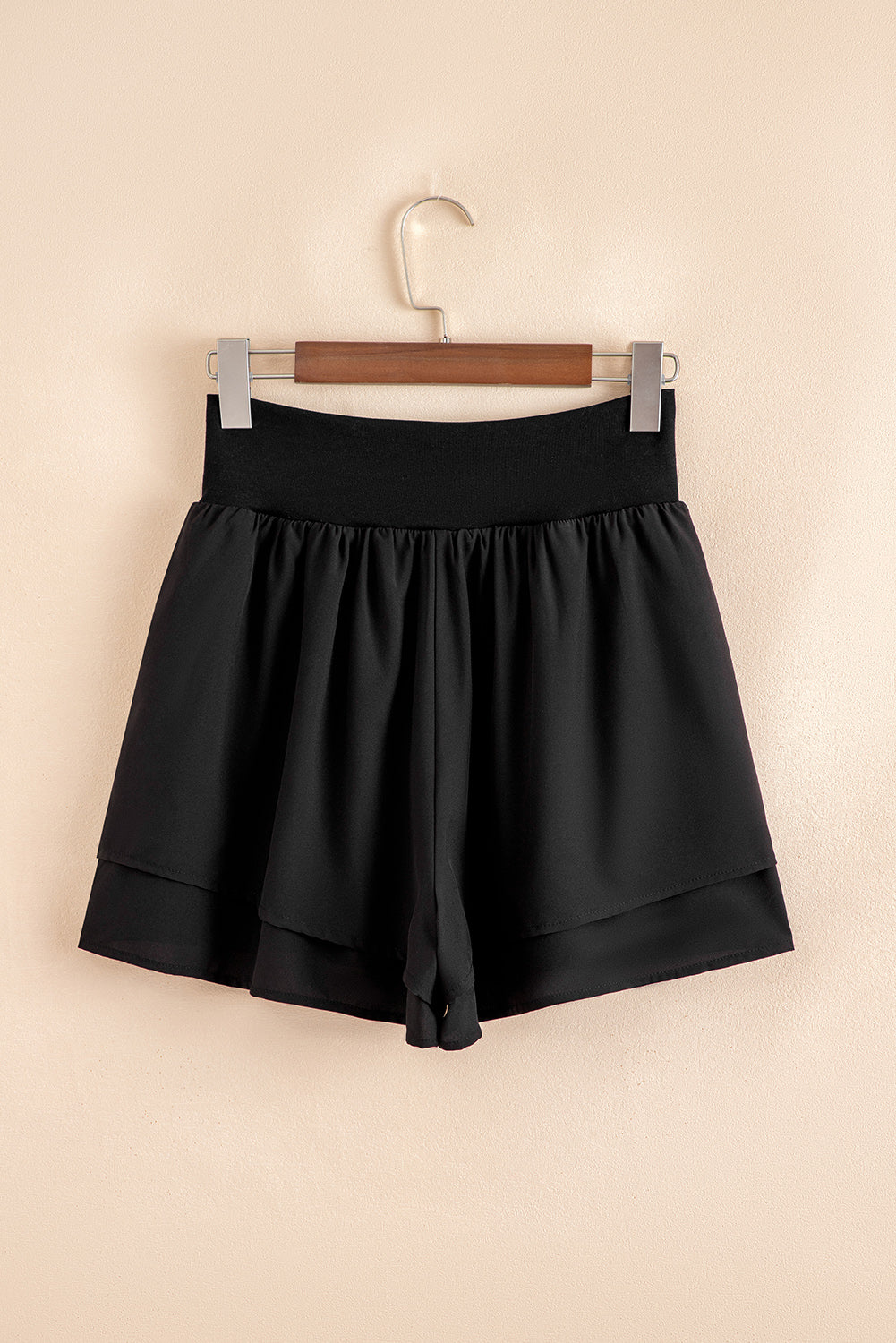 Bright Pink Crossed Waist Tiered Flowy Shorts