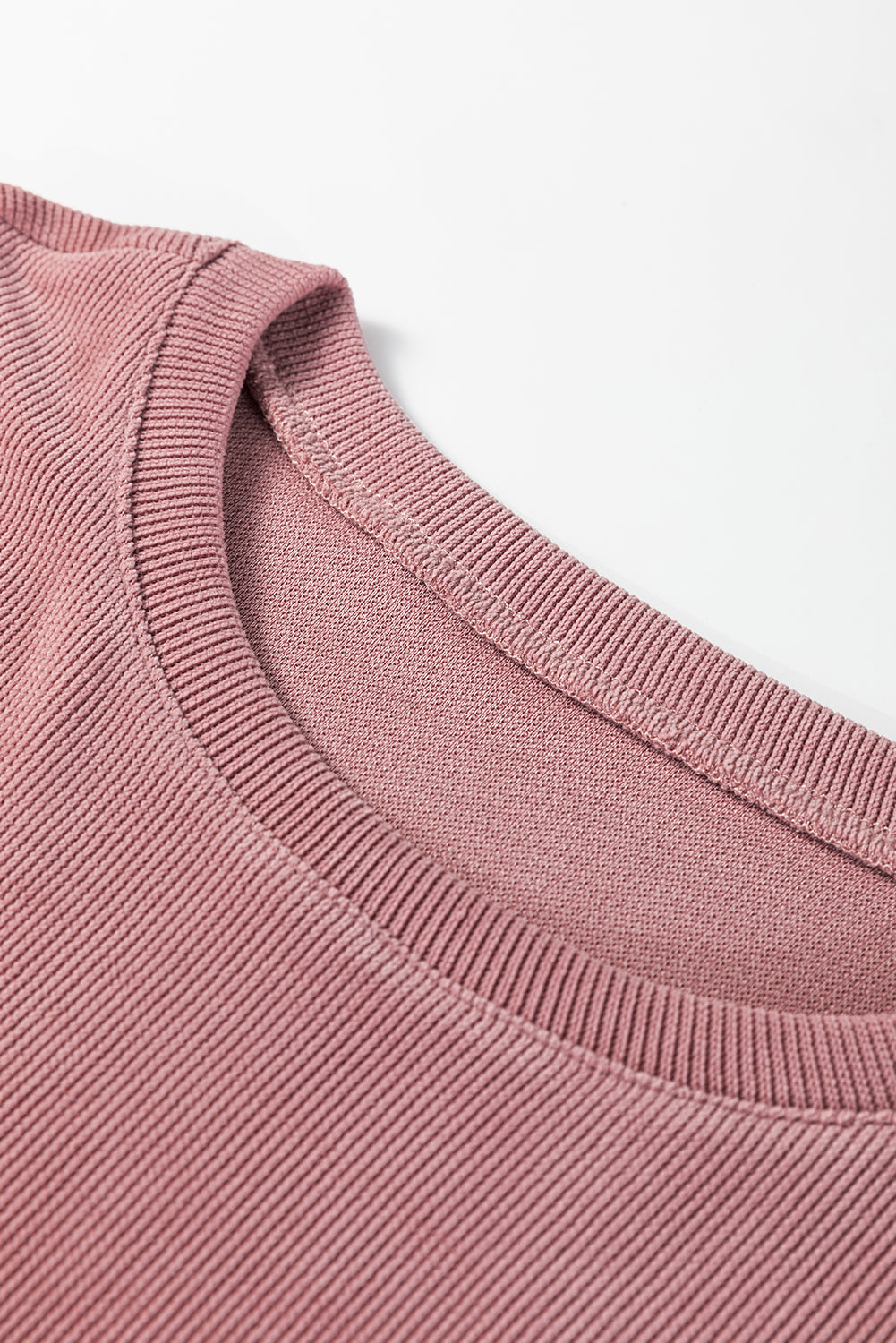 Black Solid Color Textured Knit Drop Shoulder Pullover Drawstring Shorts Set