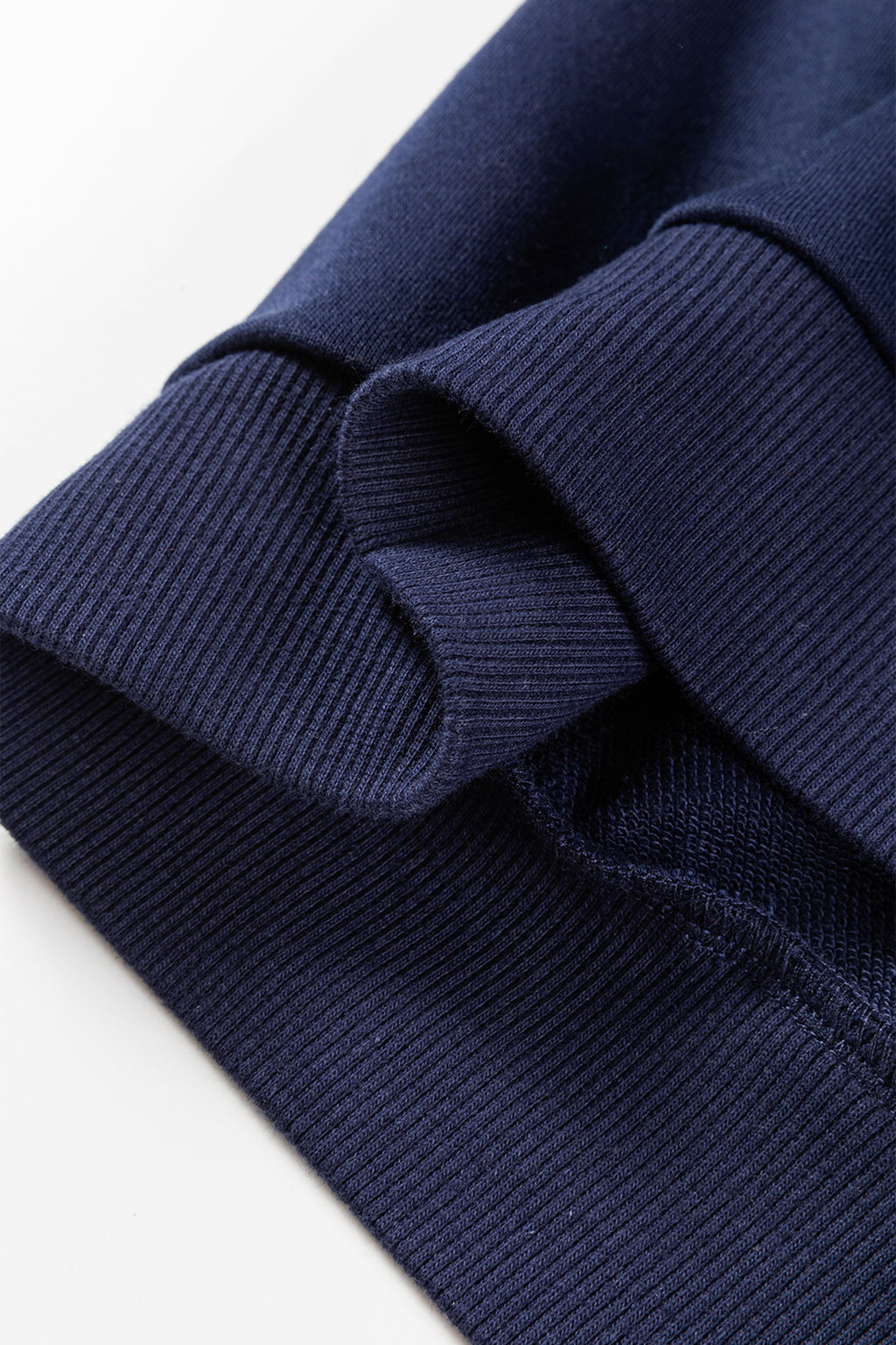 Navy Blue Contrast Piping Zipped Pullover Cropped Pants Set